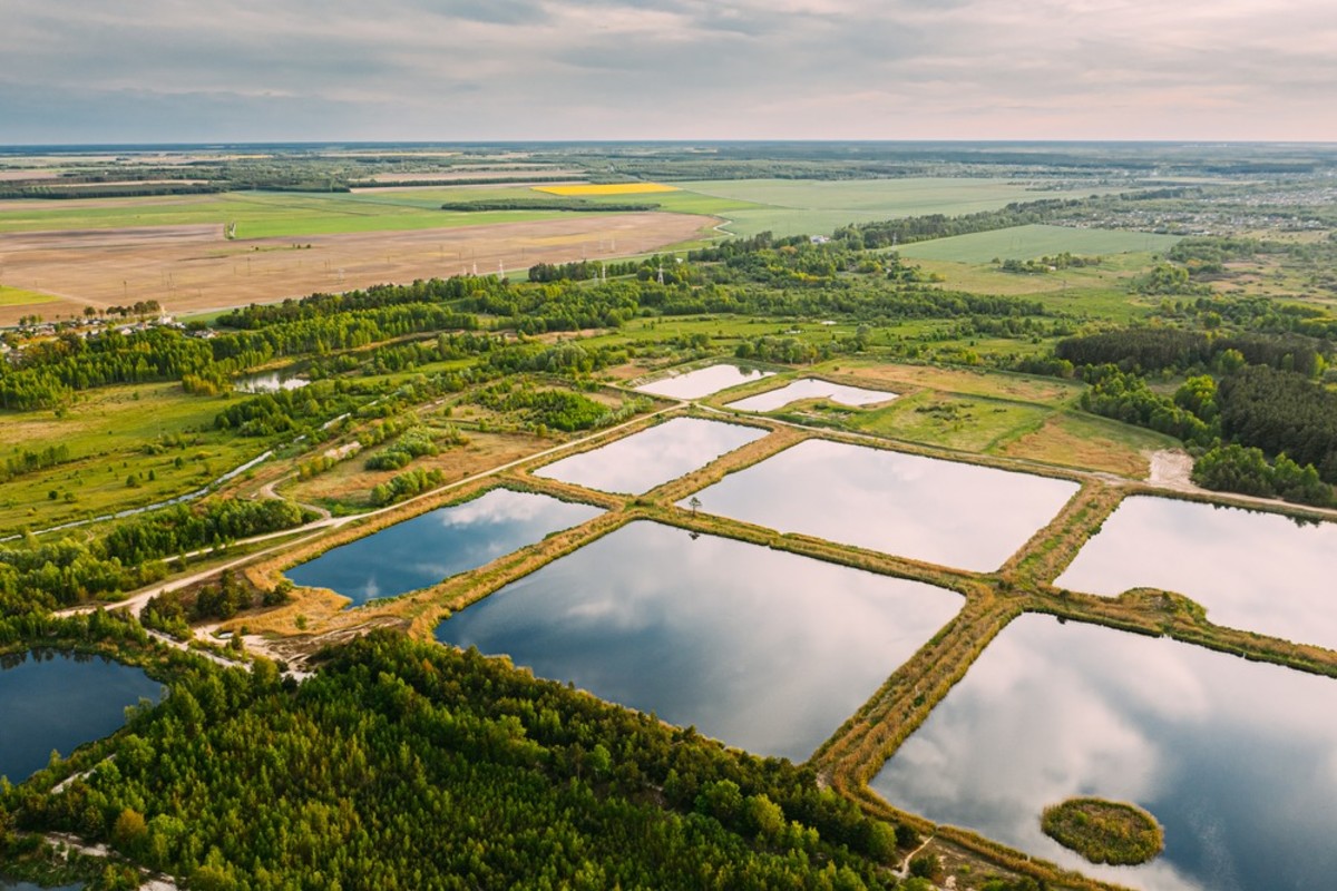 Image of water reservoirs in a field