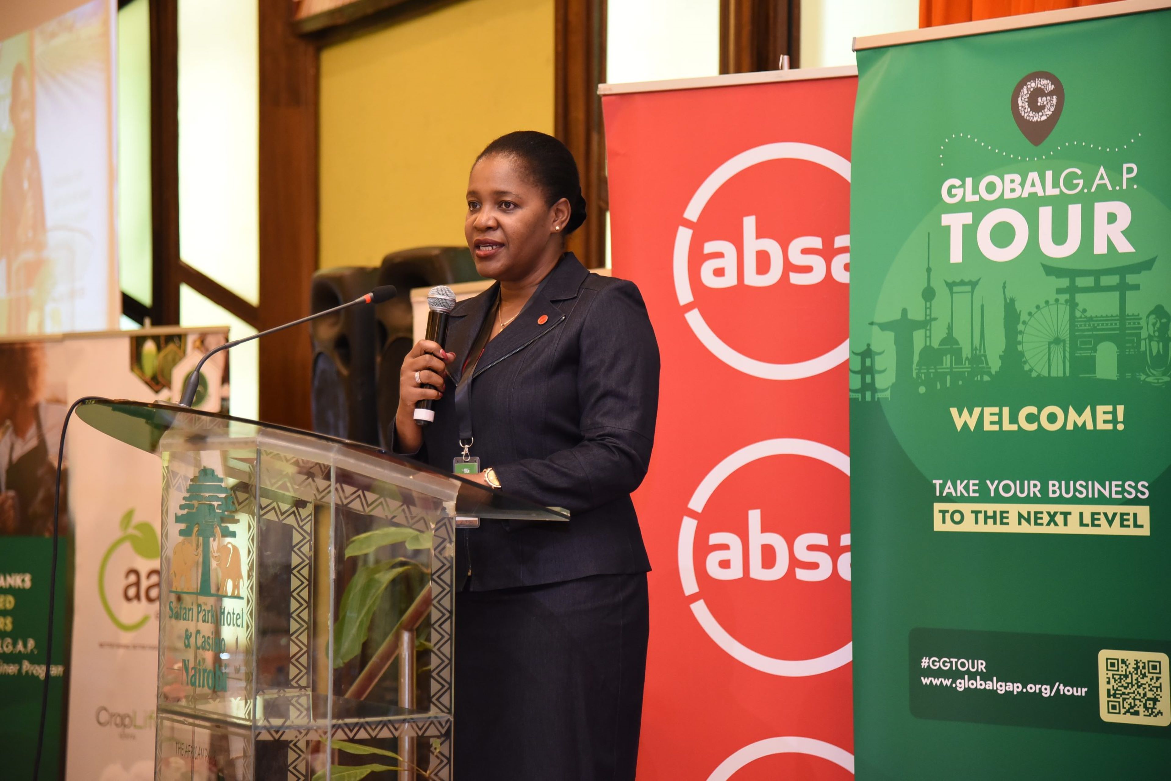 Image of a speaker at the 2023 GLOBALG.A.P. TOUR stop in Nairobi, Kenya 