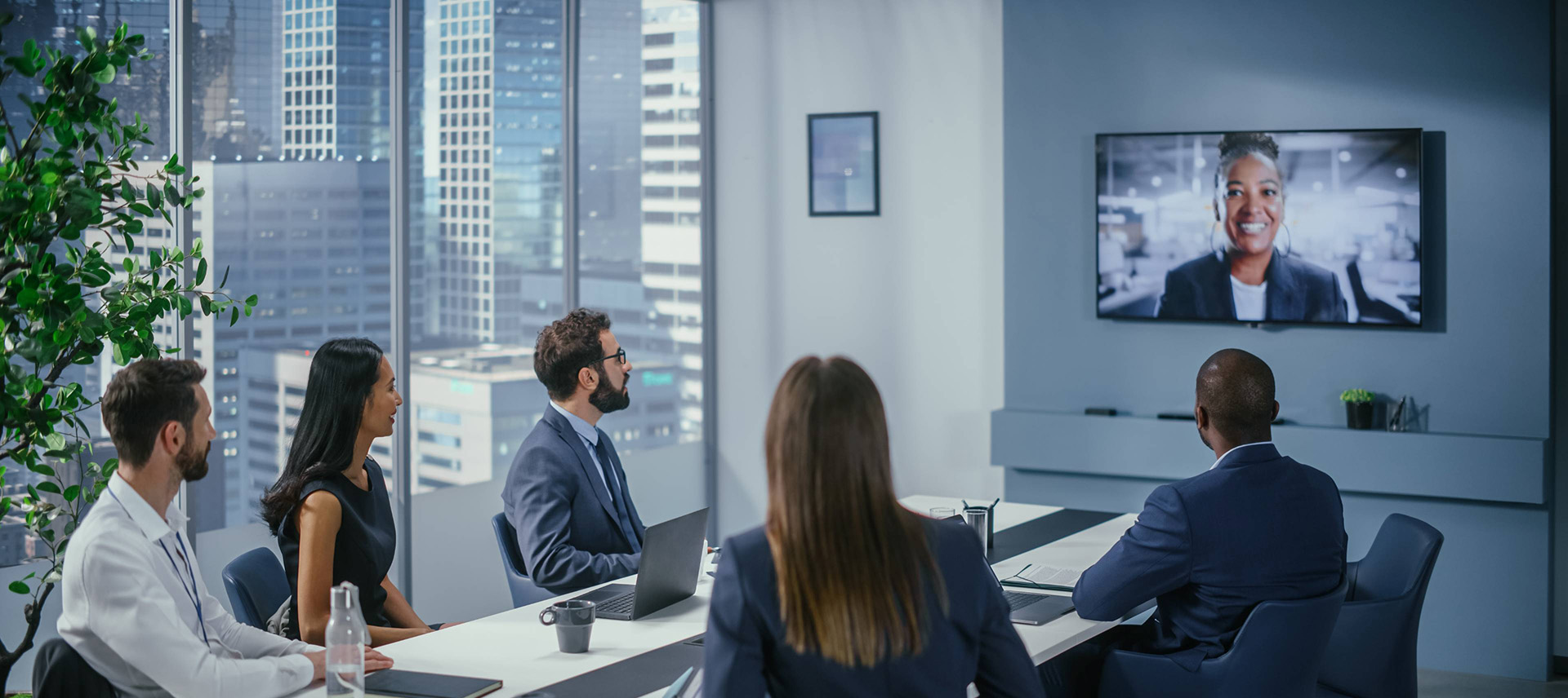 Image of stakeholders during a hybrid committee meeting 