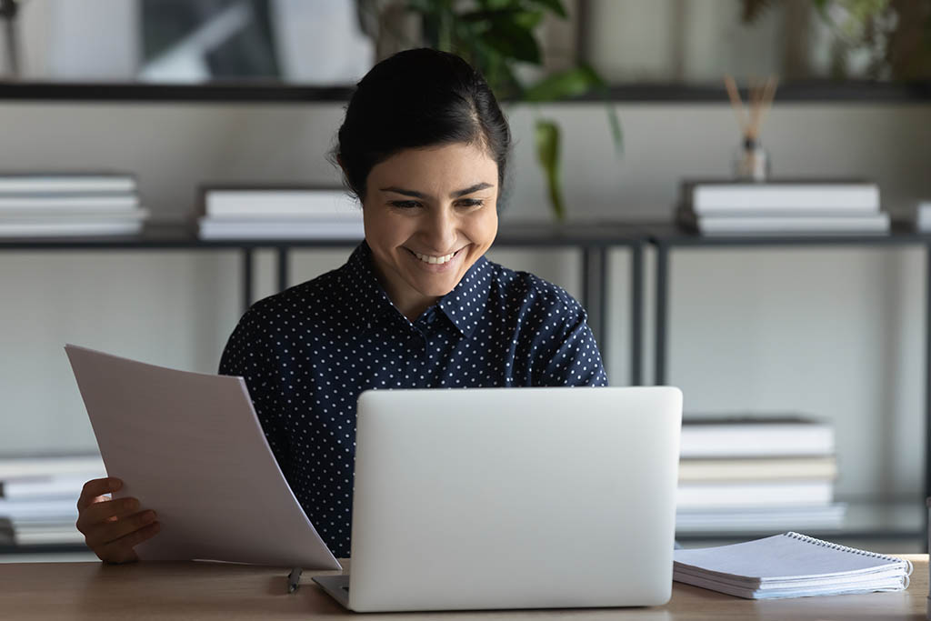 Image of a person receiving confirmation of a successful application