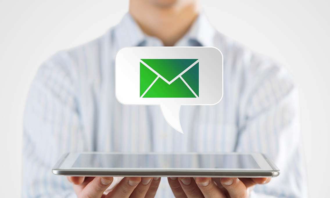 Image of a person responding to an email notification