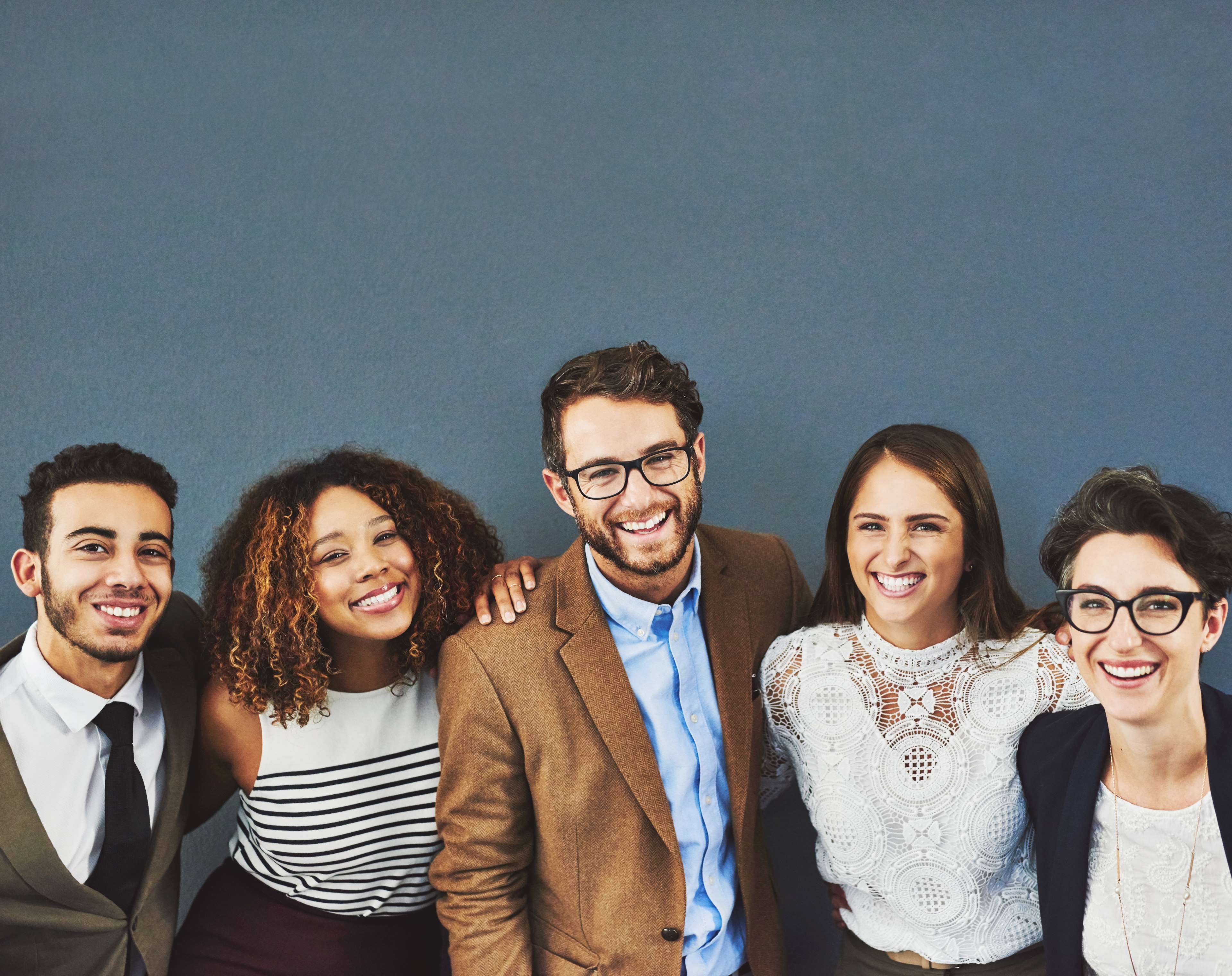Image of five colleagues from diverse backgrounds