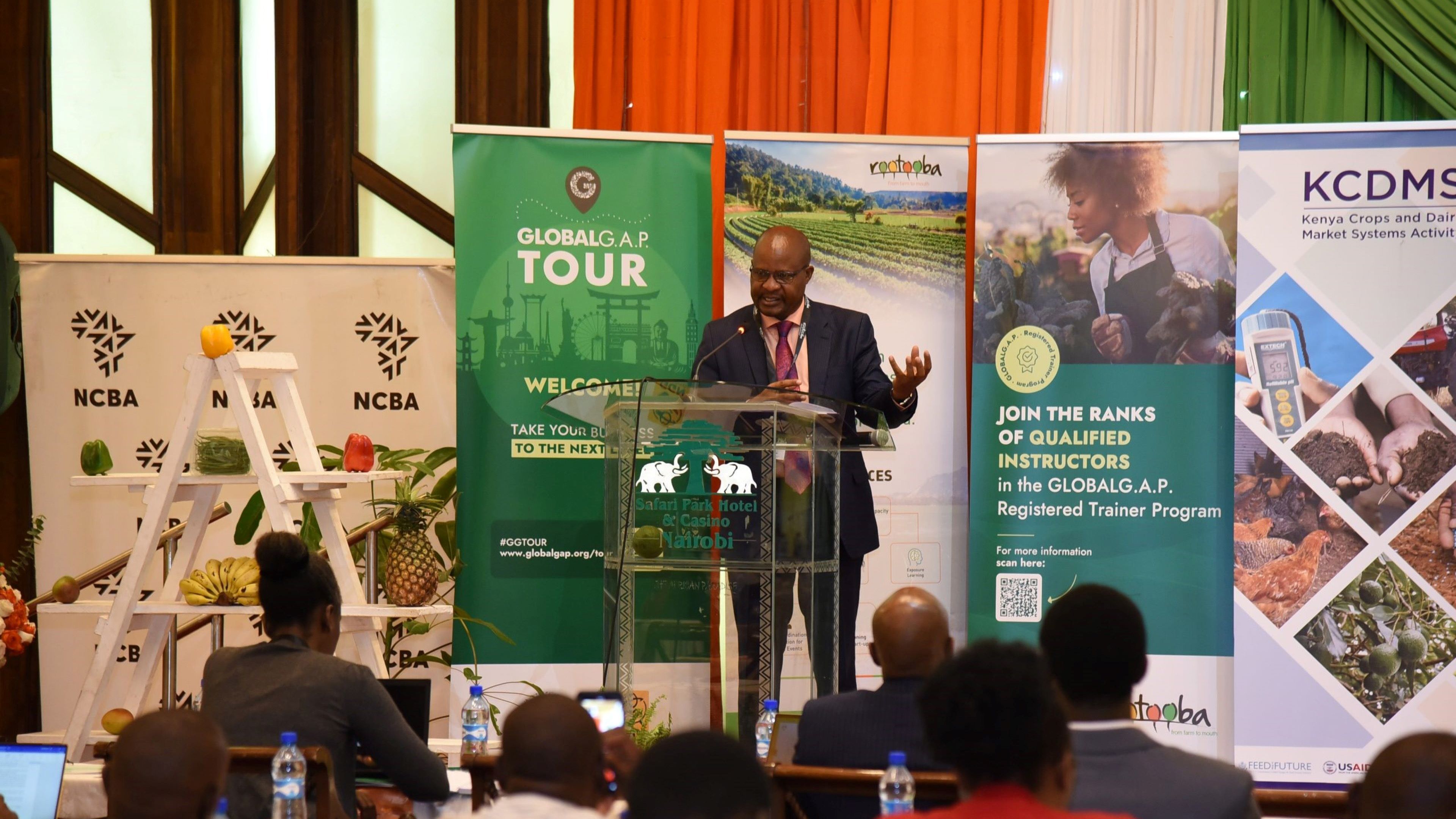 Image of a speaker at the 2023 GLOBALG.A.P. TOUR stop in Nairobi, Kenya