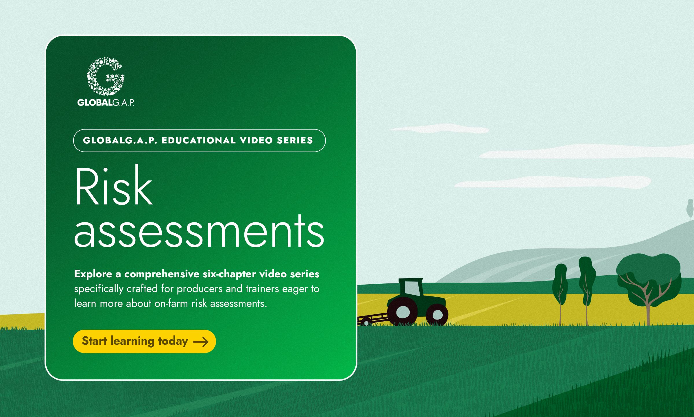 A promotional banner advertising a new series of GLOBALG.A.P. videos tackling the topic of risk assessments.