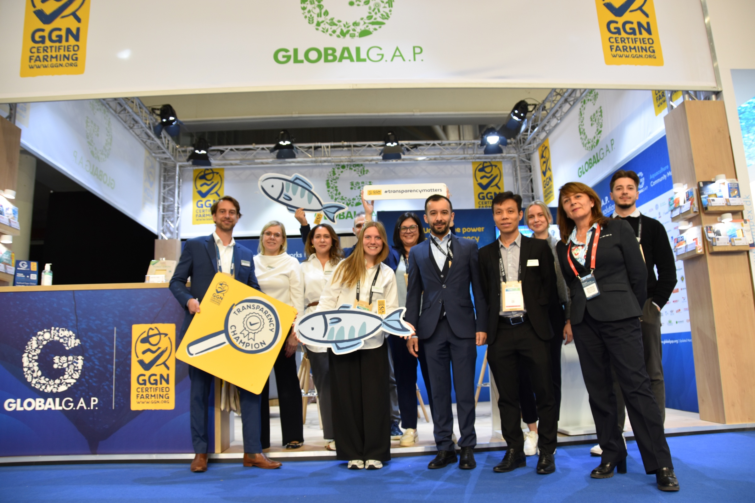 The GLOBALG.A.P. team at the booth during Seafood Expo Global in Barcelona, Spain, May 2025.