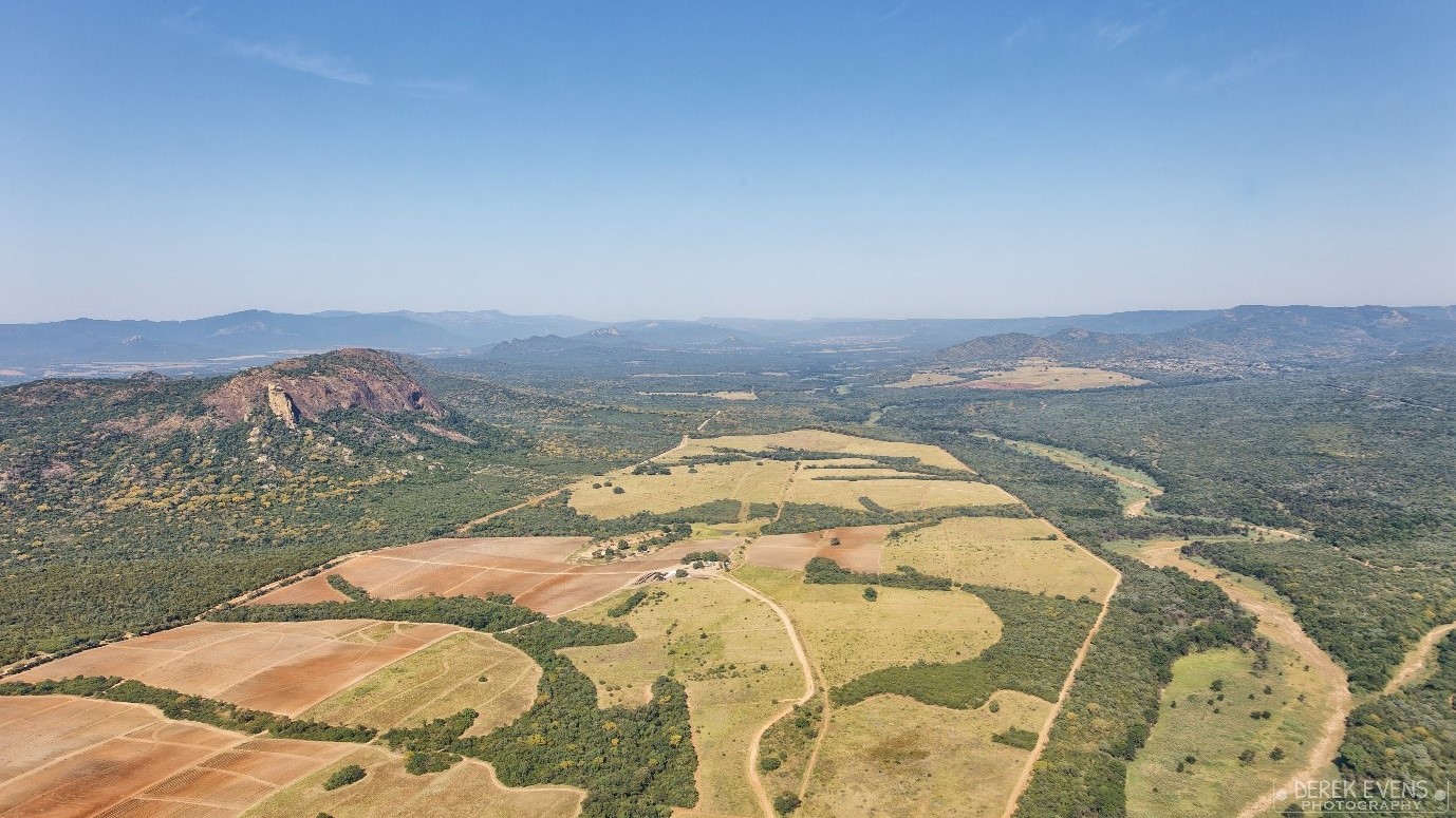 An aerial image of a ZZ2 tomato farm in Limpopo Province shows the connected landscape.